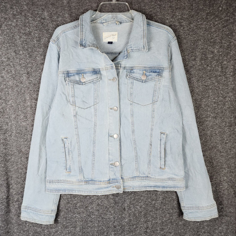 Universal Thread Jacket Womens XL Denim Light Blue Button-Down Stretch EUC